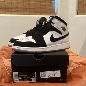 Air Jordan 1 Mid SE (GS)- White/Black- Multi- Color Sneakers